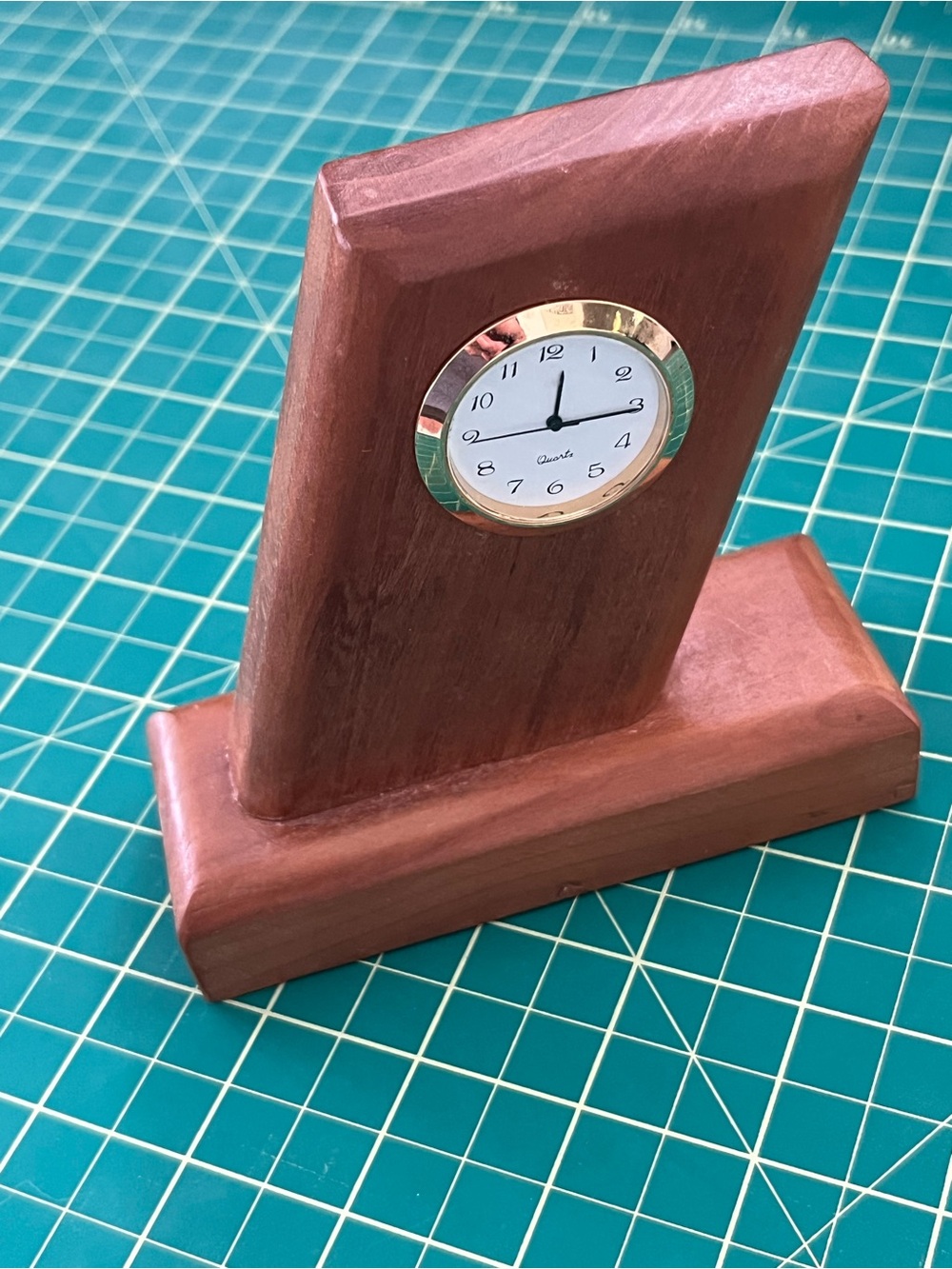 Classic Wooden Mantel Clock - Brown with Gold Trim